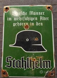 Insegna smaltata STAHLHELM   tedesco