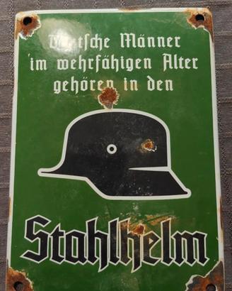Targhetta smaltata STAHLHELM   tedesco