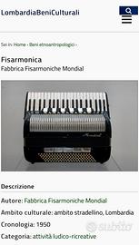Fisarmonica professionale MONDIAL 4/5 doppio cass