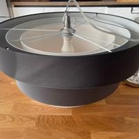Lampadario a sospensione in tessuto grigio e nero