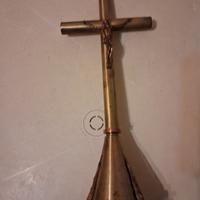 croce cimiteriale metallo dorato e rame
