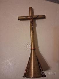 croce cimiteriale metallo dorato e rame