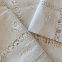 Antico Pregevole Set Letto Misto Canapa 4 Pz.