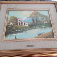 Quadro d'epoca M. Ferrucci - Paesaggio con cornice