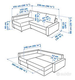 Divano letto 3 posti con chaise longue - FRIHETEN