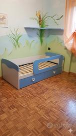 Letto singolo con Cassettoni e mensole