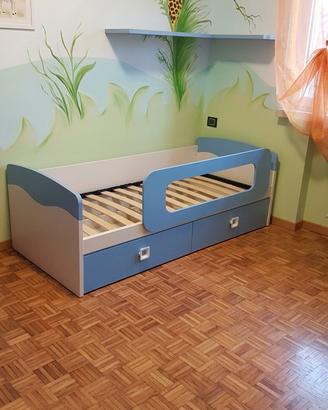 Letto singolo con Cassettoni e mensole