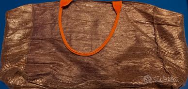 Borsa mare/shopper Bottega Verde- Bronzo e Arancio