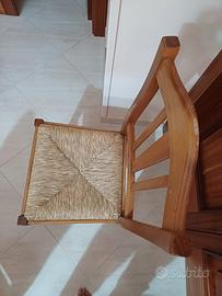 Serie di 6 sedie impagliate in massello, c