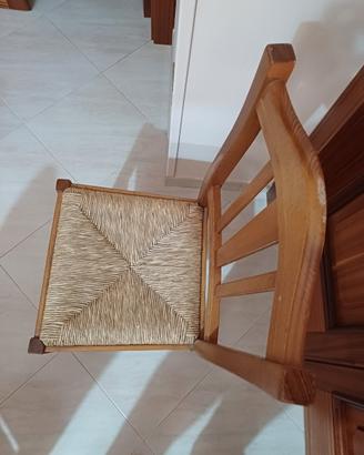 Serie di 6 sedie impagliate in massello, c