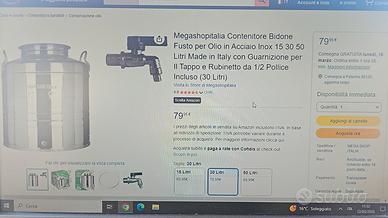 bidone per olio in acciaio con rubinetto 30litri