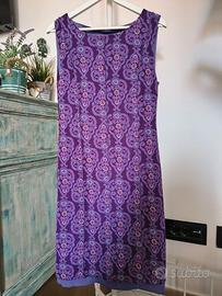Vestito tubino viola fantasia elegante tg. 44/L