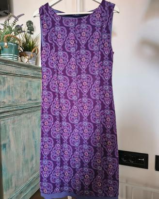 Vestito tubino viola fantasia elegante tg. 44/L