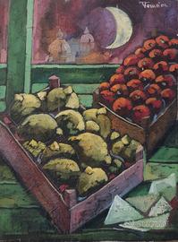 dipinto ad olio e tecnica mista di F. Tomei