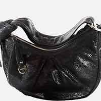 BORBONESE Luna bag pelle nera reptile
