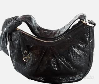 BORBONESE Luna bag pelle nera reptile