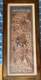 Pannello in seta dipinto a mano incorniciato