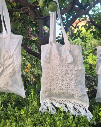 🍋 Borsa Shopper Artigianale in Lino Antico 🌿