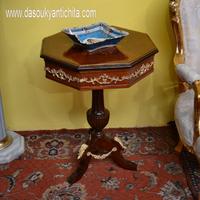 Tavolino ottagonale stile Napoleone III intarsiato