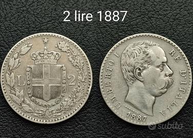 2 lire 1887 Argento 