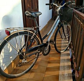 Bici da donna con cestino e portapacchi