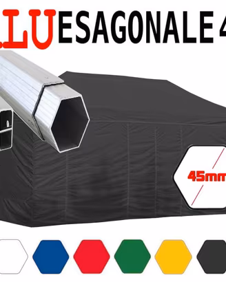 Gazebo 6x3 alluminio nero pieghevole pvc tendone