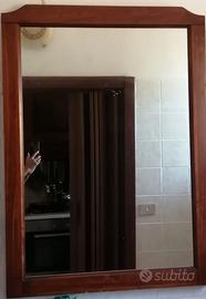 Specchiera per bagno con bordo in legno 75x105