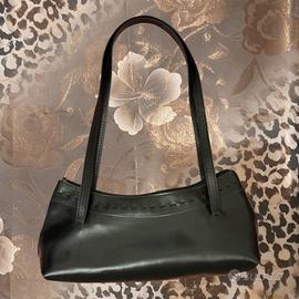Vera Pelle Nera Borsa Baguette Made in Italy Y2K