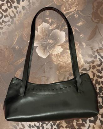 Borsa Baguette Vera Pelle Nera Made in Italy Y2K