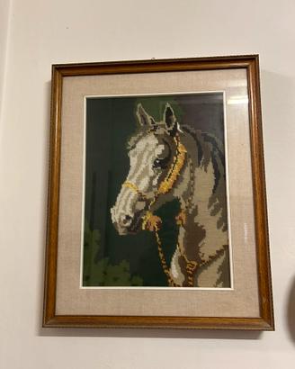QUADRO RICAMO MEZZO PUNTO - CAVALLO