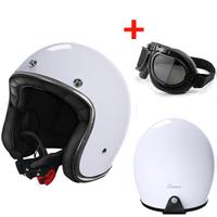 CASCO JET VINTAGE MOTO CAFE RACER CUSTOM +OCCHIALI