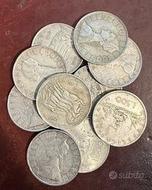 10 monete da 500 lire in argento Caravelle biga