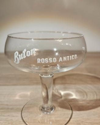 Set 8 bicchieri vetro coppe Buton rosso antico