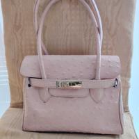 borsa rosa ecopelle effetto struzzo