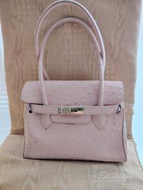 borsa rosa ecopelle effetto struzzo