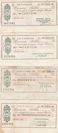 Serie di quattro mini assegni banca sella