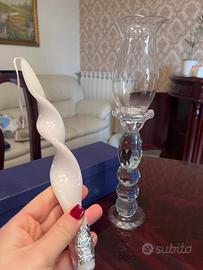 Candelabro in cristallo con candela