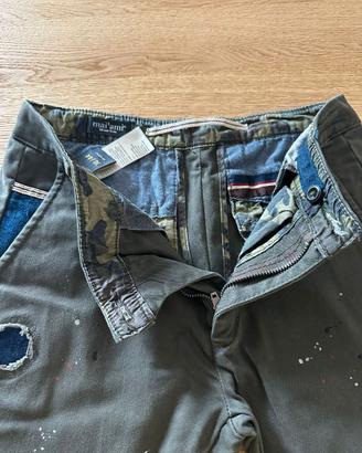 Jeans colore militare con toppe della Mai Ami Tg 3