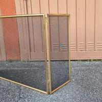 Parascintille per caminetto angolare in ottone