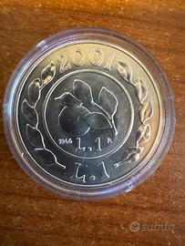 Moneta Argento 1 Lira 2001 Storia della Lira FDC