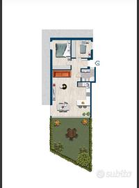 Trilocale con giardino e vista Lago