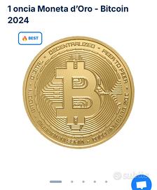 Oro MONETA bitcoin 1 oncia puro 999.99