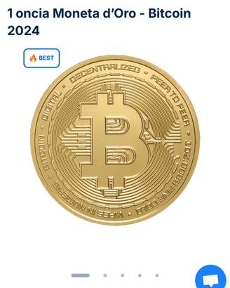 Oro MONETA bitcoin 1 oncia puro 999.99