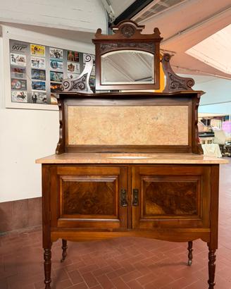 Mobile lavabo con specchiera e piano in marmo