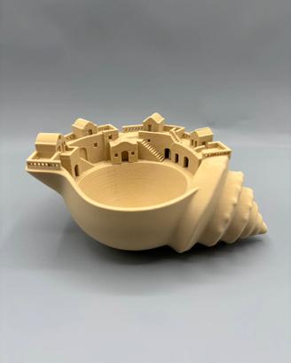 Svuota tasche a conchiglia con villaggiosantorini