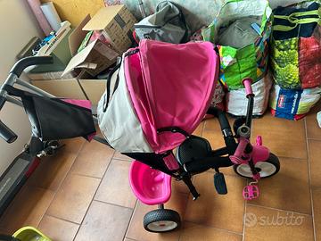 Triciclo passeggino 3 ruote rosa