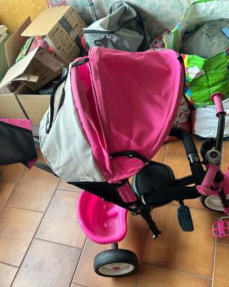 Triciclo passeggino 3 ruote rosa