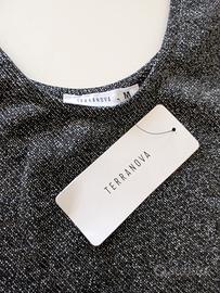 vestito lamé argento nero