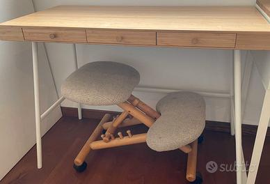 Set Scrivania IKEA LILLÅSEN Bambù + Sgabello Ergon