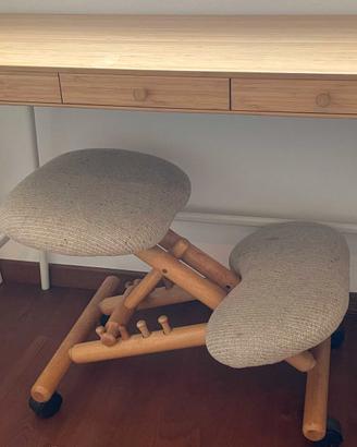 Set Scrivania IKEA LILLÅSEN Bambù + Sgabello Ergon